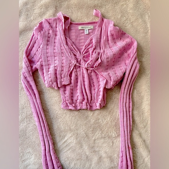 Urban Outfitters Sweater Set Tied Cardigan and Tank Top Lilac Pink Size M - Picture 5 of 11
